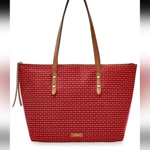 Fossil Jayda Cabernet Faux Leather Large Zip tote NWT